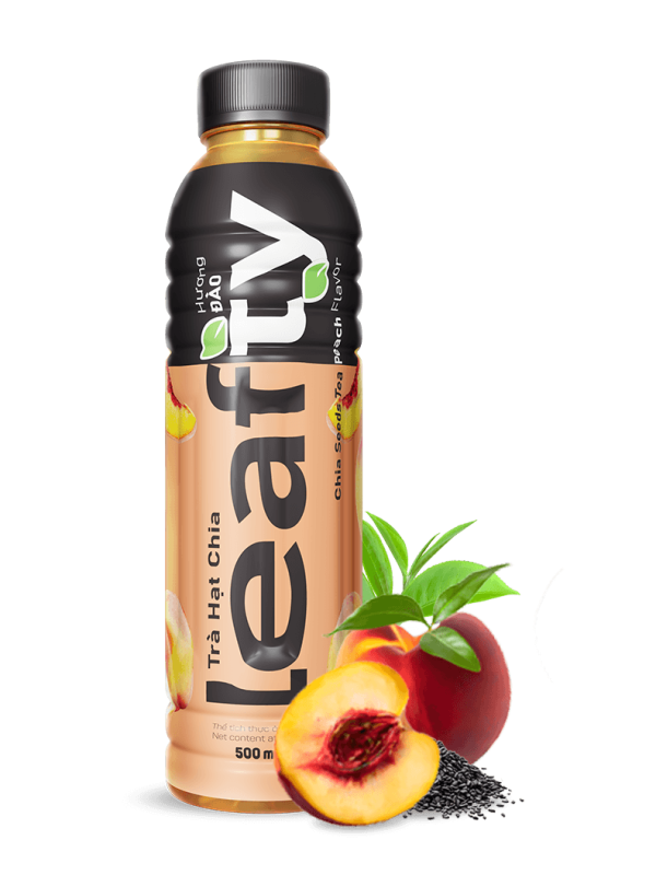 Leafty Chia Seed Tea — Refreshing Private-Label Beverage with 4 Natural Fruit Flavors- Peach Flavor