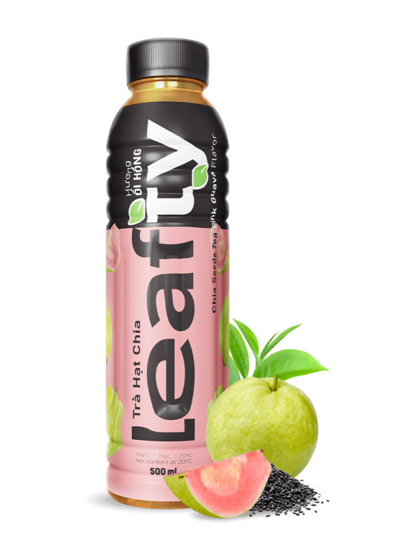 Leafty Chia Seed Tea — Refreshing Private-Label Beverage with 4 Natural Fruit Flavors- Pink Guava Flavor