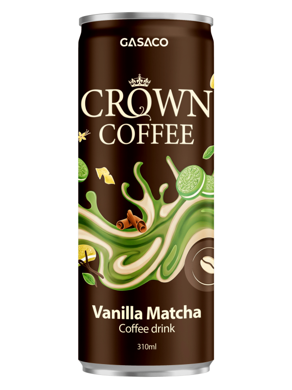 Crown Coffee Vanilla-Matcha GASACO — Premium Ready-to-Drink Coffee in Sleek Cans