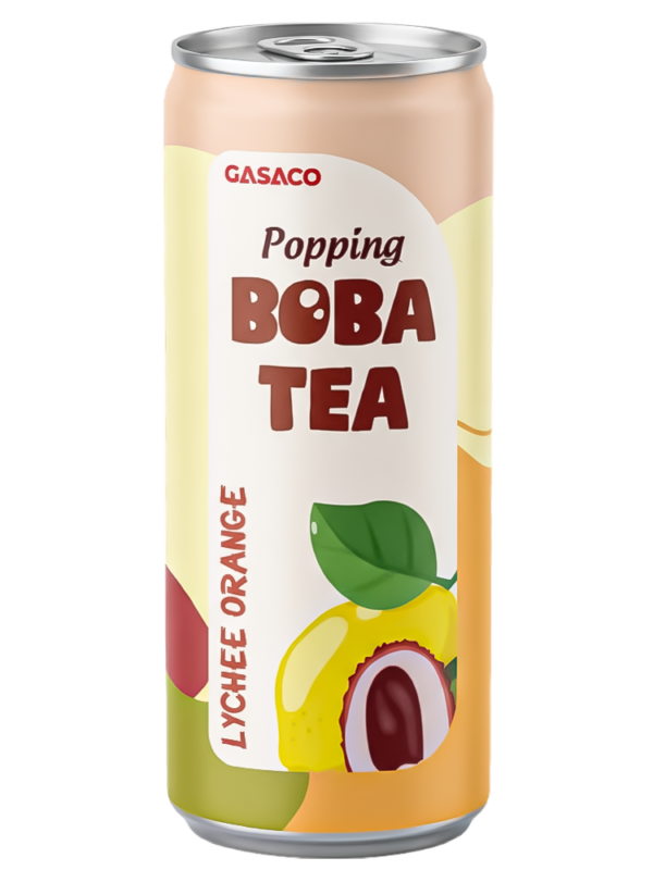 GASACO Popping Boba Black Tea - Lychee & Orange Flavor