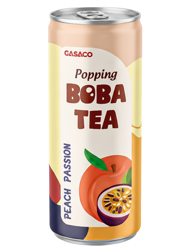 GASACO Popping Boba Black Tea - Peach & Passion Flavor