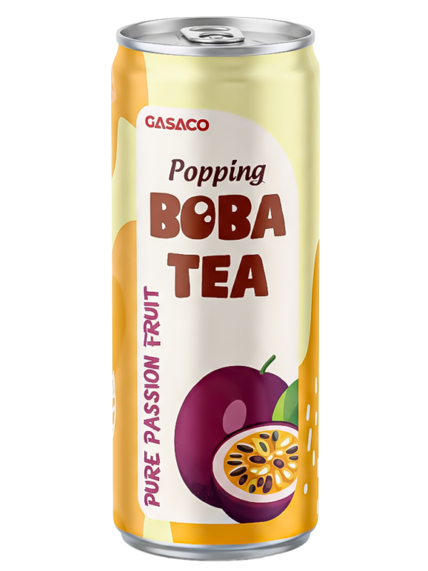 GASACO Black Tea with Popping Boba – Passion Fruit Flavor