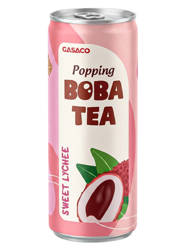 GASACO Popping Boba Black Tea - Lychee Flavor