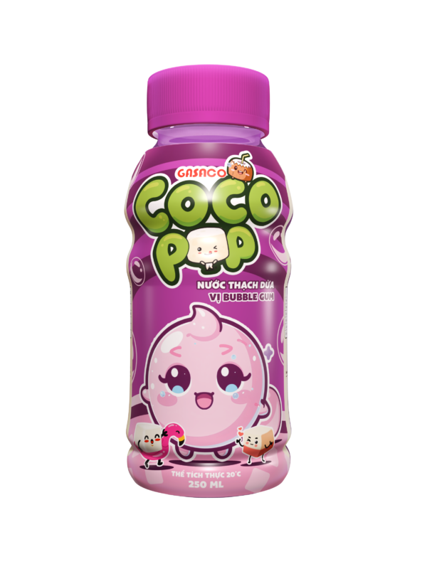 CocoPop Bubble Gum Flavored Coconut Jelly Drink 250ml – Natural Fruit Flavor with Delicious Chewy Coconut Jelly