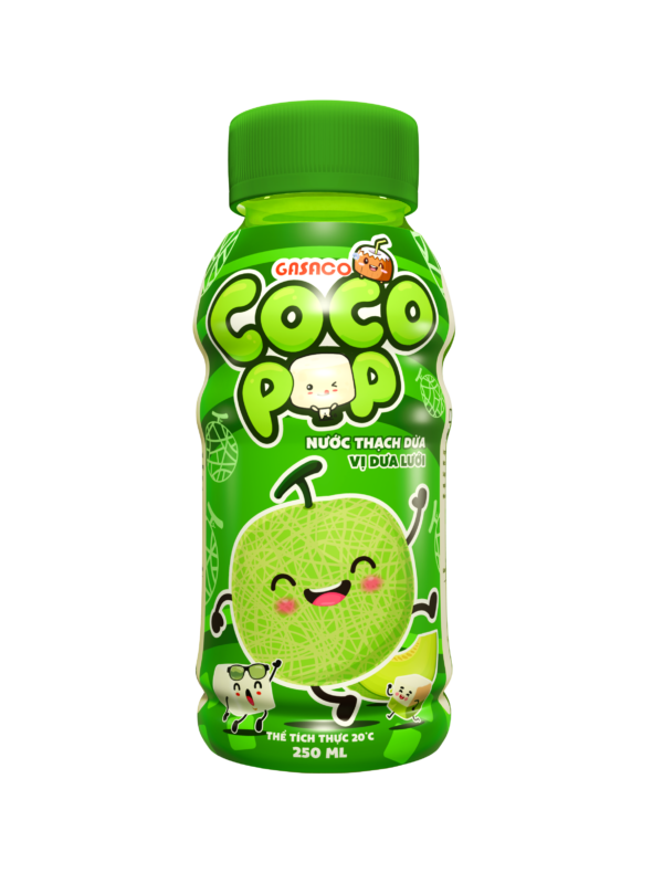 CocoPop Melon Flavored Coconut Jelly Drink 250ml – Natural Fruit Flavor with Delicious Chewy Coconut Jelly