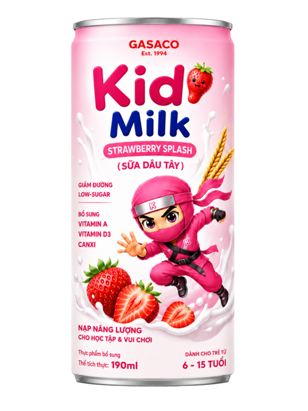 Kidi Milk Strawberry Splash – Low Sugar Nutritional Milk in Multiple Flavors for Active Kids Every Day