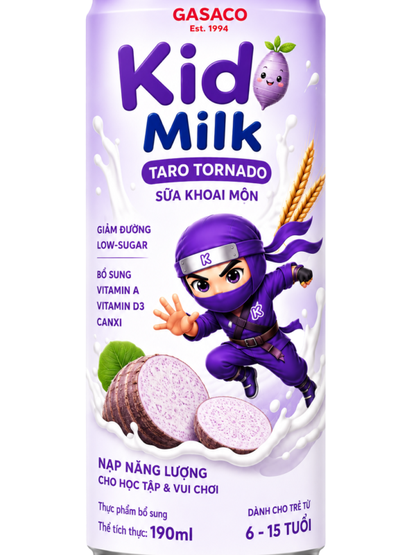 Kidi Milk Taro Tornado – Low Sugar Nutritional Milk in Multiple Flavors for Active Kids Every Day