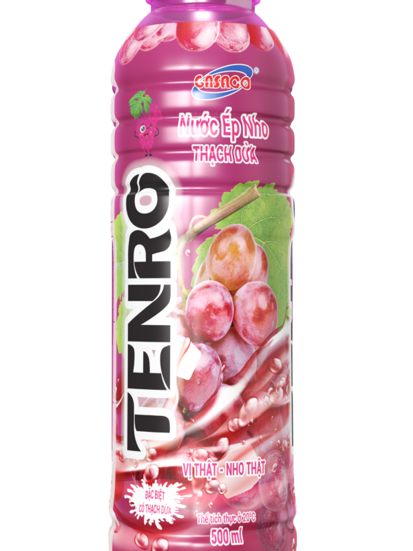 TENRO Grape Flavored Fruit Juice Drink with Coconut Jelly 500ml – Delicious and Refreshing