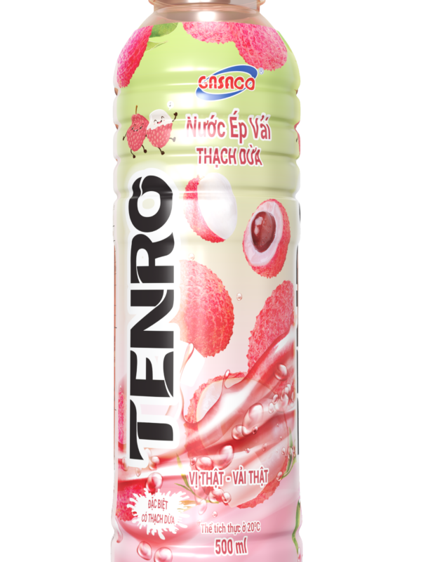TENRO Lychee Flavored Fruit Juice Drink with Coconut Jelly 500ml – Delicious and Refreshing